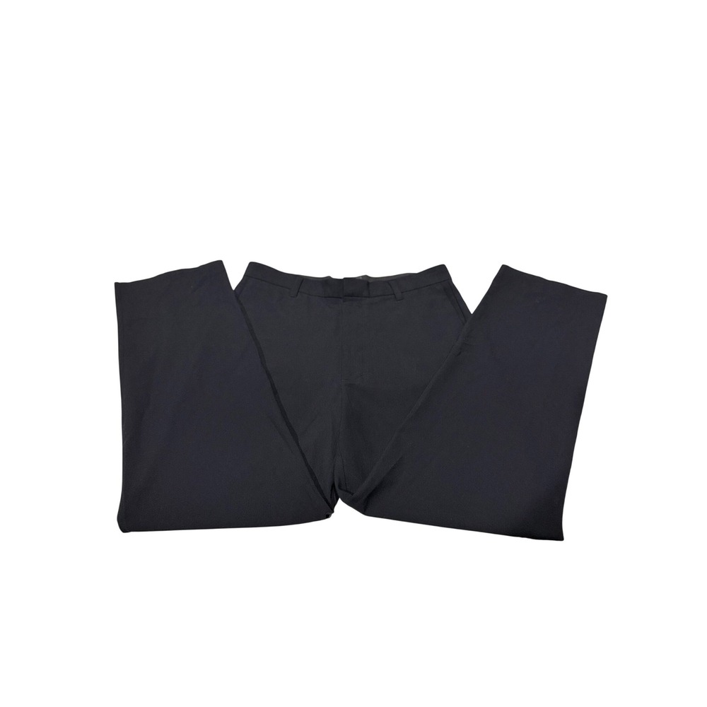 Banana Republic Stretch Dress Pants Mens 34R Black Wool Blend Trousers Flat